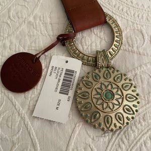 Brown braided leather slouch belt